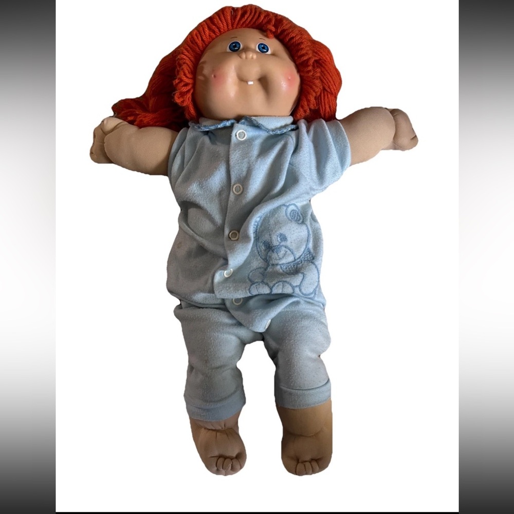 Vintage 1985 Cabbage Patch Kids Doll Red Yarn Hair Blue Eyes Head Mold 5 Colico